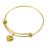 Stainless Steel Bangle 316 Stainless Steel Heart Vacuum Plating fashion jewelry & for woman golden 2mm Inner Approx 61mm Sold By Lot