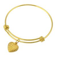 Stainless Steel Bangle, 316 Stainless Steel, Heart, Vacuum Plating, fashion jewelry & for woman, golden, 2mm, Inner Diameter:Approx 61mm, 10PCs/Lot, Sold By Lot