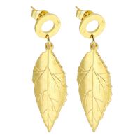 Stainless Steel Drop Earring, 316 Stainless Steel, Leaf, Vacuum Plating, 6 pieces & fashion jewelry & for woman, golden, 48mm, Sold By Set