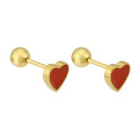 Stainless Steel Stud Earrings, 316 Stainless Steel, Heart, Vacuum Plating, fashion jewelry & for woman & enamel, two different colored, 6x6x12mm, 10Pairs/Lot, Sold By Lot