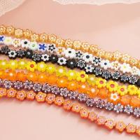 Millefiori Scheibe Lampwork Perlen, Blume, DIY, keine, 5-7mm, ca. 68PCs/Strang, verkauft von Strang
