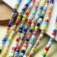 Porcelæn smykker perler, Square, du kan DIY, flere farver til valg, 6x7mm, Ca. 55pc'er/Strand, Solgt af Strand