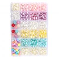 Plastic Beads, with Plastic Box, Round, stoving varnish, DIY, mixed colors, 16x20x50mm, Approx 672PCs/Box, Sold By Box