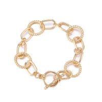 Bracelet en alliage de zinc, Placage de couleur d'or, bijoux de mode & unisexe, Or, 195mm, Vendu par PC