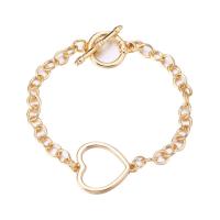 Bracelet en alliage de zinc, Placage de couleur d'or, bijoux de mode & unisexe, Or, 190mm, Vendu par PC