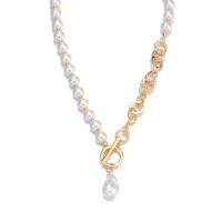 Přírodní Sladkovodní Pearl náhrdelník, Zinek, s Sladkovodní Pearl, barva pozlacený, módní šperky & pro ženy, zlato, 452mm, Prodáno By PC