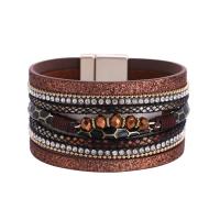 Wrap Bracelet PU Leather with Crystal multilayer & for woman 202mm Sold By PC