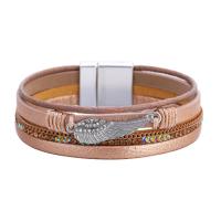 PU Leather Cord Bracelets multilayer & for woman & with rhinestone 198mm Sold By PC