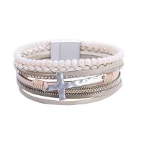 Wrap Bracelet, PU Leather, multilayer & for woman & with rhinestone, more colors for choice, 192mm, Sold By PC