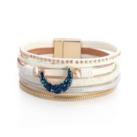 Bracelet châle , cuir PU, avec alliage de zinc, multicouche & pour femme, plus de couleurs à choisir, 195mm, Vendu par PC