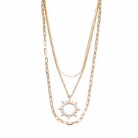 Multi Layer Necklace Zinc Alloy gold color plated multilayer & for woman & with rhinestone gold 580mm Sold By PC