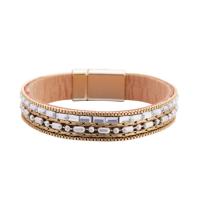 PU Leather Cord Bracelets, for woman & with rhinestone, more colors for choice, 195mm, Sold By PC