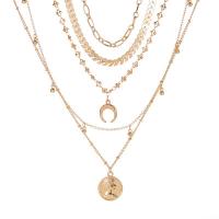 Multi слой ожерелье, цинковый сплав, плакирован золотом, многослойный & Женский, 430mm, продается PC