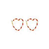 Boucles d'oreilles en alliage de zinc, coeur, Placage de couleur d'or, bijoux de mode & pour femme, 60x47mm, Vendu par paire