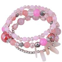 Crystal Bracelets with Cats Eye & Shell & Zinc Alloy multilayer & folk style & for woman Length Approx 6.7 Inch Sold By PC