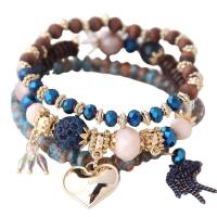 Wrap Bracelet Crystal with Resin & Zinc Alloy Heart multilayer & folk style & for woman Length Approx 6.7 Inch Sold By PC