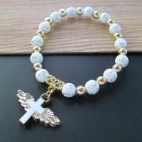 Acrylic Bracelets Zinc Alloy with Acrylic Angel Wing Cross plated for woman & enamel 8mm 63.5mm Sold By PC