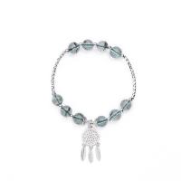 Green Phantom Quartz Bracelet with Zinc Alloy Dream Catcher for woman & hollow 8mm Length Approx 5.5-7.5 Inch Sold By PC