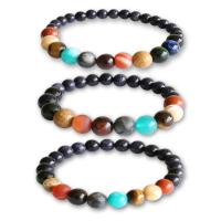 Gemstone Bracelets, Blue Sandstone, with Gemstone, Round, Unisex & different size for choice, Length:Approx 7.5 Inch, Sold By PC