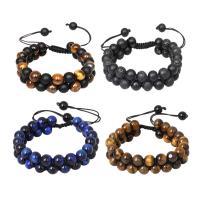 Gemstone Bracelets, Round, Double Layer & different materials for choice & Unisex, Length:Approx 7.5 Inch, Sold By PC