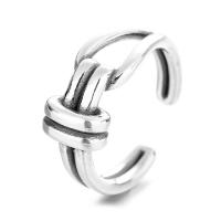 925 prata esterlina Cuff Ring Finger, Ajustável & para mulher, prateado, tamanho:14, vendido por PC