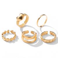 سبائك الزنك خاتم مجموعة, مطلي, 5 قطع & مجوهرات الموضة & للمرأة, المزيد من الألوان للاختيار, النيكل والرصاص والكادميوم الحرة, تباع بواسطة تعيين