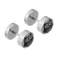 Stainless Steel Stud Earrings 316 Stainless Steel Round polished fashion jewelry & for woman & enamel two different colored Sold By Lot
