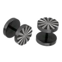 Stainless Steel Stud Earrings 316 Stainless Steel Round Vacuum Plating fashion jewelry & for woman black Sold By Lot
