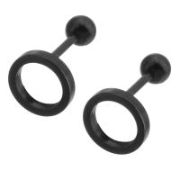 Stainless Steel Stud Earrings 316 Stainless Steel Round Vacuum Plating fashion jewelry & for woman black Sold By Lot