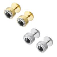 Stainless Steel Stud Earrings 316 Stainless Steel Round Vacuum Plating fashion jewelry & for woman & with rhinestone Sold By Lot