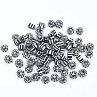 Perles en argile polymère, argile de polymère, fleur, Tai Ji & DIY, noire, 10mm, Environ 100PC/sac, Vendu par sac