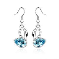 Crystal Earrings Zinc Alloy with Austrian Crystal Swan platinum plated for woman & faceted nickel lead & cadmium free 15-25mm Sold By Pair