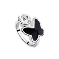 Cink Alloy Pljuska prst prsten, s Austrijski Crystal, Leptir, platine pozlaćen, za žene & faceted, više boja za izbor, nikal, olovo i kadmij besplatno, Unutarnji promjer:Približno 20mm, Prodano By PC