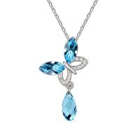 Austrian Crystal Necklace, Tibetan Style, with Austrian Crystal, with 5cm extender chain, Butterfly, platinum plated, for woman & faceted, more colors for choice, nickel, lead & cadmium free, 18x30mm, Length:Approx 40 cm, Sold By PC