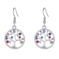 Rhinestone Earring Zinc Alloy with Czech Rhinestone Tree platinum plated for woman & faceted & hollow multi-colored nickel lead & cadmium free Sold By Pair