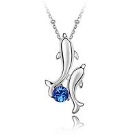 Austrian Crystal Necklace Zinc Alloy with Austrian Crystal with 5cm extender chain Dolphin platinum plated for woman & faceted nickel lead & cadmium free Length Approx 40 cm Sold By PC