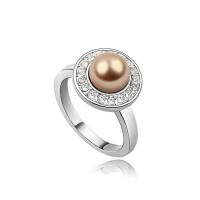 Vještački dijamant Ring Finger, Cink Alloy, Krug, platine pozlaćen, za žene & s Rhinestone, više boja za izbor, nikal, olovo i kadmij besplatno, 14.50mm, Unutarnji promjer:Približno 20mm, Prodano By PC