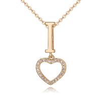 Cubic Zircon Micro Pave Brass Necklace with 5cm extender chain Heart plated micro pave cubic zirconia & for woman & hollow nickel lead & cadmium free Length Approx 40 cm Sold By PC
