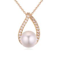 Cubic Zircon Micro Pave Brass Necklace with 5cm extender chain Teardrop plated micro pave cubic zirconia & for woman & hollow nickel lead & cadmium free Length Approx 40 cm Sold By PC