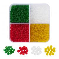 Glass Beads Beads with Plastic Box Round DIY & frosted mixed colors Approx Sold By Box