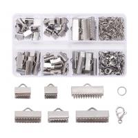 304 Stainless Steel Jewelry Finding Set, with Plastic Box, DIY, original color, 109x63x15mm, Approx 204PCs/Box, Sold By Box