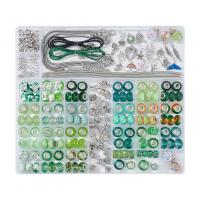 Resin Jewelry Finding Set, with Plastic Box & Crystal & Rhinestone & Iron & Tibetan Style & Acrylic, plated, DIY, more colors for choice, 225x200x19mm, Sold By Box