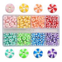 Polymer Clay Cabochon, with Plastic Box, Flat Round, DIY, mixed colors, 109x63x15mm, Approx 224PCs/Box, Sold By Box