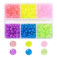 Fashion Glass Beads with Plastic Box Round DIY mixed colors Approx Sold By Box
