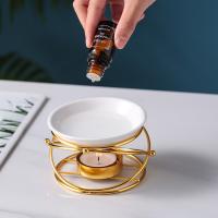 Porcelain Aromatherapy Essential Oil Diffuser with Iron gold color plated for home and office Sold By PC