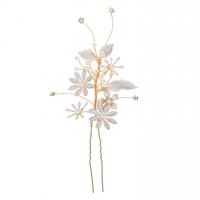 Hair Stick, Tibetan Style, with Plastic Pearl, fashion jewelry & for woman & with rhinestone, gold, nickel, lead & cadmium free, 150x20mm, Sold By PC
