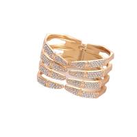 alliage de zinc bracelet manchette, bijoux de mode & pour femme & avec strass, doré, protéger l'environnement, sans nickel, plomb et cadmium, 63x46x35mm, Vendu par PC