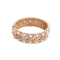 Zinc Alloy Bangle with Plastic Pearl fashion jewelry & for woman & with rhinestone golden nickel lead & cadmium free Sold By PC