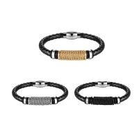 Leather Cord Bracelet, with 316 Stainless Steel, Vacuum Ion Plating, fashion jewelry & different length for choice & Unisex, more colors for choice, Sold By PC