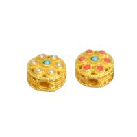 Tibetan Style Spacer Beads, with Plastic, Flat Round, gold color plated, DIY, more colors for choice, nickel, lead & cadmium free, 12x9mm, Hole:Approx 2.8mm, 10PCs/Bag, Sold By Bag